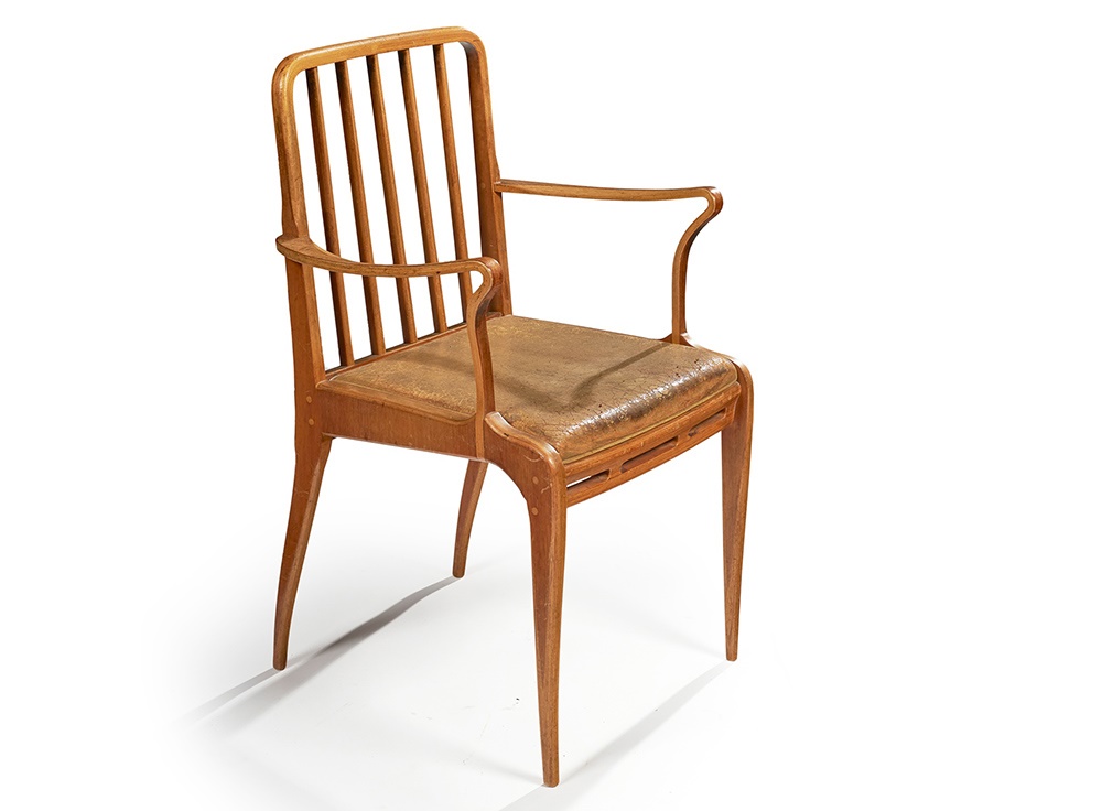 LOT 134 | SIR BASIL SPENCE O.M. O.B.E. R.A. (BRITISH 1907-1976) FOR H. MORRIS & CO., GLASGOW | 'ALLEGRO' ARMCHAIR, DESIGNED 1947-8 | maker's label, the drop-in seat stamped '17', laminated wood | 88cm high, 54cm wide, 42cm deep (34.6in high, 21.2in wide, 16.5in deep) | £1,500 - £2,500 + fees